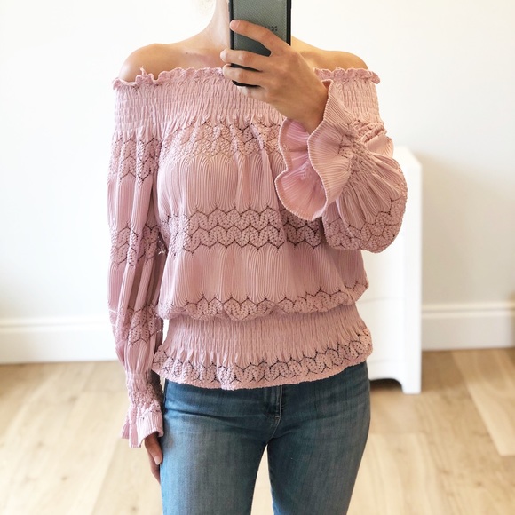 NEW ORLEANS Pink Off Shoulder Ruffle Top - Picture 2 of 8